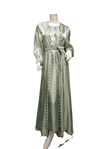 Vestido musulmán Conjunto de 2 piezas Abayas Mujeres Otoño Elegante Fiesta Árabe Hijab Abaya Dubai Turquía Islam Kaftan - Product Image 5