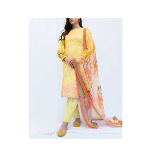 Costume 3 pièces pour femmes, vêtement de créateur de mode, pelouse du Pakistan et de l'inde, robes de pelouse non cousues Eid shalwar, 2023 - Product Image 1