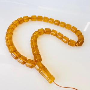 Chapelet islamique, perles en ambre baltique naturel de forme baril - Product Image 2