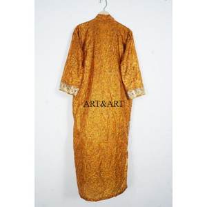 Western <b>Kimono</b> Wrap Robe Vibrant Ethnic Patterns Belted Waist Long Length <b>Lace</b> Decoration Elegant 100% Silk Soft Night Sleeping - Product Image 5