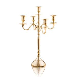 Décoration d'intérieur élégante et centre de table pour mariage, candélabre de haute qualité à 5 bras en laiton doré, porte-bougie de table - Product Image 4