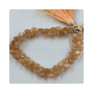 Cuentas de piedra Natural Briolette con forma de corazón facetado de piedra lunar de melocotón de 7-8mm de calidad superior para la fabricación de joyas - Product Image 5