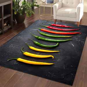 Tapis Chili Pepper, Tapis Thème Piment Rouge Vert Jaune, Tapis de Cuisine à Impression Numérique, Tapis Doux Non Tissé - Product Image 2
