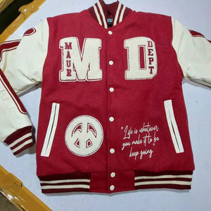 Fabricant OEM Veste universitaire de haute qualité pour hommes, manches en cuir brodé de chenille, veste universitaire Letterman de baseball personnalisée - Product Image 1