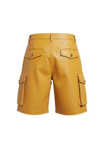 Pantalones Cortos Cargo de Cuero Genuino para Hombre, Diseño con Múltiples Bolsillos, Color Premium y a la Moda - Product Image 3