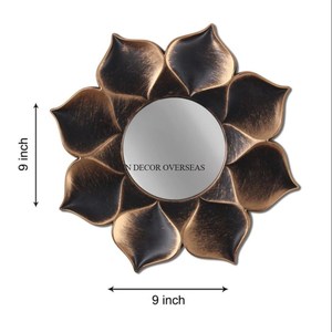 Laiton Antique Fini Heavy Duty Metal Made Gingko Leaves Designer Encadré Rectangle Forme Home Lobby Miroir Mural Décoratif - Product Image 5