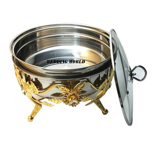 Plato de frotamiento de acero inoxidable, forma redonda, plato de comida de diseñador hecho a mano, calentador de alimentos de diseñador al por mayor de alta calidad - Product Image 1