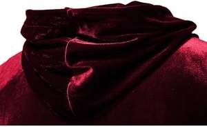Custom Embroidered Maroon Color Zip <b>Velour</b> Hoodie Drop Shoulder Plus Size Breathable OEM Service - Product Image 2