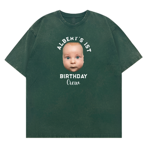 Camiseta unisex lavada personalizada es mi cumpleaños cara nombre y edad divertida bebé mono - Product Image 5