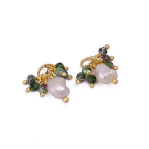 Best Seller El Joyero Natural 6-8mm perla y 3m rubí zoisita conector de piedras preciosas chapado en oro colgante collar conector joyería - Product Image 2