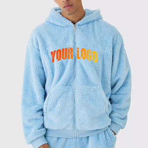 Newest Style Warm Faux Fur <b>Sherpa</b> <b>Hoodies</b> for Custom Printed Logo Casual Loose <b>Sherpa</b> Pullover Men Hoodie's - Product Image 1