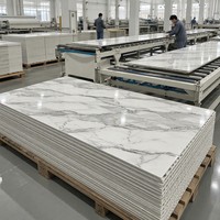 Panneau mural en PVC UV gris marbré fumé blanc, imperméable, revêtement décoratif intérieur