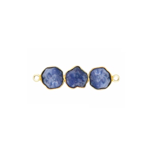 Tanzanite trois pierres Long connecteur Double caution or Vermeil argent Sterling lunette ensemble pierres précieuses bijoux faits à la main cadeau pour elle - Product Image 1