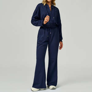 Conjunto Deportivo de Invierno para Mujer de Alta Calidad, con Cremallera, Pantalones Holgados de Cintura Alta Elástica y Top, Dos Piezas - Product Image 5