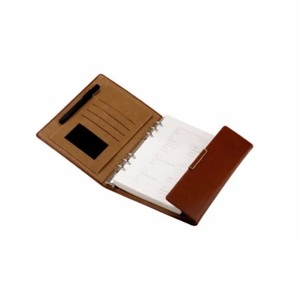 ADORA ADARB-0299 Classeur à anneaux en cuir personnalisé, carnet de poche, agenda de bureau, organisateur professionnel, 6 anneaux, 3 pochettes pour cartes, 1 fenêtre pour carte d'identité - Product Image 1