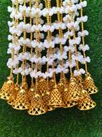 Guirlande artificielle en plastique Jasmin avec perles dorées et clochettes, durable, 1,2 m, pour décoration extérieure, fêtes, mariages indiens, festivals et événements