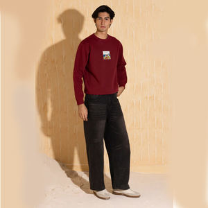 OEM Service 450GSM French Terry Graphic Printed Logo Hombres Sudadera de cuello redondo Jersey en blanco Sudadera de cuello redondo de gran tamaño - Product Image 3