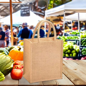 Bolsas de yute biodegradables con ASA resistente Bolsas de transporte lisas ecológicas reutilizables para mercados de agricultores Compras de frutas - Product Image 6