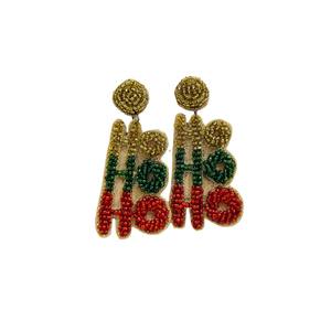 Boucles d'oreilles en forme de chapeau de Père Noël en perles faites à la main pour femmes, bijoux de fête festifs, boucles d'oreilles légères et imposantes - Product Image 5