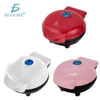 ELE-GATE Machine à gaufres électrique 3-en-1 avec revêtement antiadhésif, petit design en plastique, four grille-pain et poêle à frire, 350W, câble de 75cm