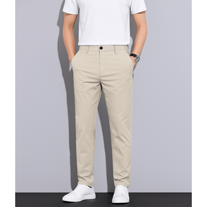 Pantalones de Seda Color Caqui Claro para Hombre, Corte Recto y Ajustado, Talla 28, Marca Old Money KRAAEVV LLC - Product Image 5