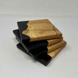 Posavasos único de madera natural y resina, el mejor diseño, tamaño personalizado para café y vaso de agua, posavasos para beber - Product Image 1