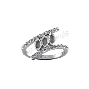 Meilleure qualité 4x2mm argent Semi-anneau de montage Style classique anniversaire cadeau de mariage pour les filles plaqué rhodium pour les fêtes - Product Image 1