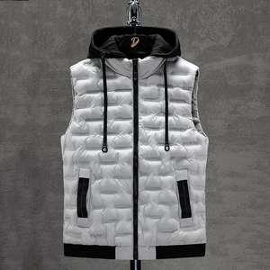Hommes hiver vers le bas gilets marque Top vente nouveau mâle décontracté gilet extérieur sans manches vestes Outwear à capuche gilet - Product Image 4