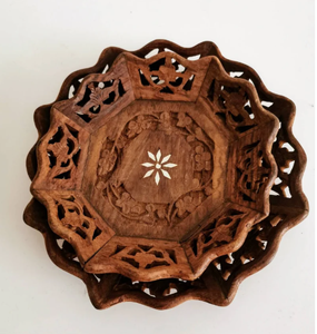 Usine en gros meilleur Unique fait à la main tourné en bois sculpté carré camphre bol assiette utilisée pour servir des collations japonais - Product Image 5