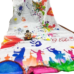 Encantadora combinación en colores vibrantes con hermosa blusa a juego y Classy Rich Digital Printed pallu Tassels - Product Image 1