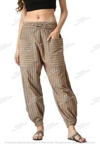 กางเกงฮาเร็ม Aladdin สำหรับผู้หญิงเป็นมิตรกับสิ่งแวดล้อมซักได้สไตล์คลาสสิกฤดูหนาวผ้ากระโดดโยคะ Hippy Boho ตรงแบนราบ - Product Image 5