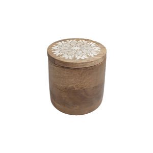 Boîte de rangement de concepteur de forme ronde en bois naturel de vente chaude avec couvercle pour le stockage de cuisine fait à la main en vrac personnalisé - Product Image 5