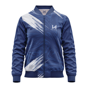 Design personnalisé hommes 100% polyester Baseball Varsity veste High Street brodé col montant lâche fermeture éclair printemps Satin Bomber - Product Image 2