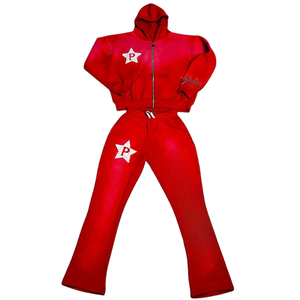 Unisex estilo Y2k cremallera con capucha acampanado lavado ácido chándales tela polar de algodón transpirable cómodo chándal conjuntos - Product Image 3