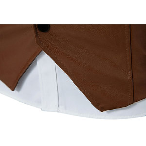 Casual Streetwear V Neck Men Leather Vests Wholesale Men Leather Vest Comfortable Winter Customized Logo Leather Vest for Men - Product Image 6