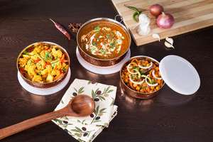 Ensemble de bols de rangement en acier inoxydable 3 pièces personnalisables avec couvercles Conteneurs jetables en cuivre pour les fêtes - Product Image 3