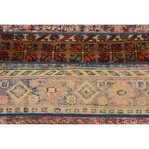 พรมขนสัตว์สีเบจแบบ3ft 2.6 x แบบแฮนด์เมดพรมด้านข้างสไตล์ตุรกีดีไซน์แบบเย็บปะติดปะต่อกันสำหรับห้องนั่งเล่นหรือห้องโถง - Product Image 5