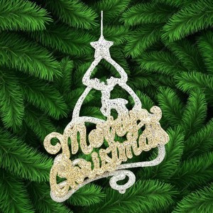 Navidad Año Nuevo Decoración Verde Rojo Oro Brillo Acrílico Estrella Árbol con Redacción Feliz Navidad Reno en Adorno - Product Image 5