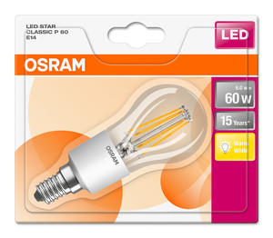 Lámpara Esférica de Cristal LED Transparente E14 6W 2700K 806Lm (Osram 4058075108288) (Paquete en Blíster) - Product Image 2