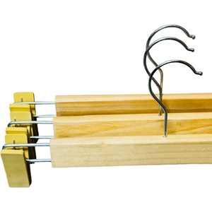 Wholesale Heavy Duty Wooden Pant Hanger with Plastic <b>Clips</b> Trouser Skirt Clothes Hanger Solid Wood Custom Logo Made in Vietnam - Product Image 6
