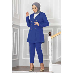 Conjunto de hiyab con detalle de cuello tipo pañuelo Indigo, diseño elegante para mujer de oficina - Product Image 1