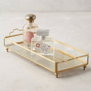 Plateau en verre doré de créateur avec cadre en métal décoratif Design de couleur personnalisable de style luxe simple pour la maison, l'hôtel et le restaurant. - Product Image 4