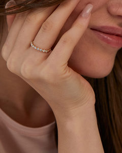 Chất Lượng Cao Quà Tặng Kỷ Niệm Trong 14K Vàng Vàng Nổi Kim Cương Nửa Eternity Ban Nhạc Nhẫn Kim Cương Tự Nhiên Ngón Tay Nhẫn Phụ Nữ - Product Image 3