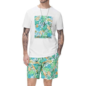 Conjunto Deportivo de Verano para Hombre de Alta Calidad, 2 Piezas, Logotipo Personalizado, Transpirable, Tejido de Algodón, Camiseta sin Costuras con Bordado a Mano - Product Image 1