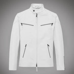 Veste en cuir blanc OEM, veste en cuir PU grande taille, veste en simili cuir pour homme, vestes pour hommes - Product Image 1