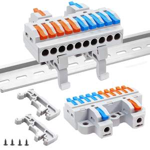 2in 10out Rail Terminal Blocks Copper 600V Nickel Plated Removable Rail Clip <b>Quick</b> <b>Wiring</b> Cable Connectors Push-in Wire - Product Image 5