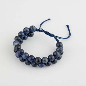 <b>Sodalite</b> 8mm Double Row Macrame Natural Stone <b>Bracelet</b> - Product Image 2