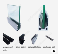 Base de garde-corps moderne en aluminium et caoutchouc en U pour extérieur, avec verre trempé, épaisseur 6+6/8+8mm, garantie 2 ans pour escalier