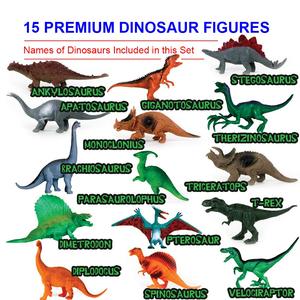 Set di 15 Figure di Dinosauri e Libro, Giocattoli Educativi in Plastica PVC per Bambini, Decorazione a Tema Animale - Product Image 6
