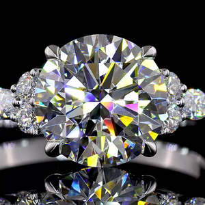 Anillo de Diamantes Redondos de 2.75 Quilates en Oro Blanco de 14K, Anillo de Compromiso, Media Eternidad, Conjunto Nupcial, Hecho a Mano, Talla Personalizada - Product Image 3